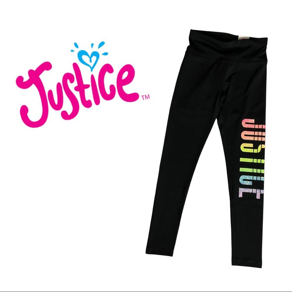 Justice Rainbow Leggings - Black - Full Length - Yoga Pants